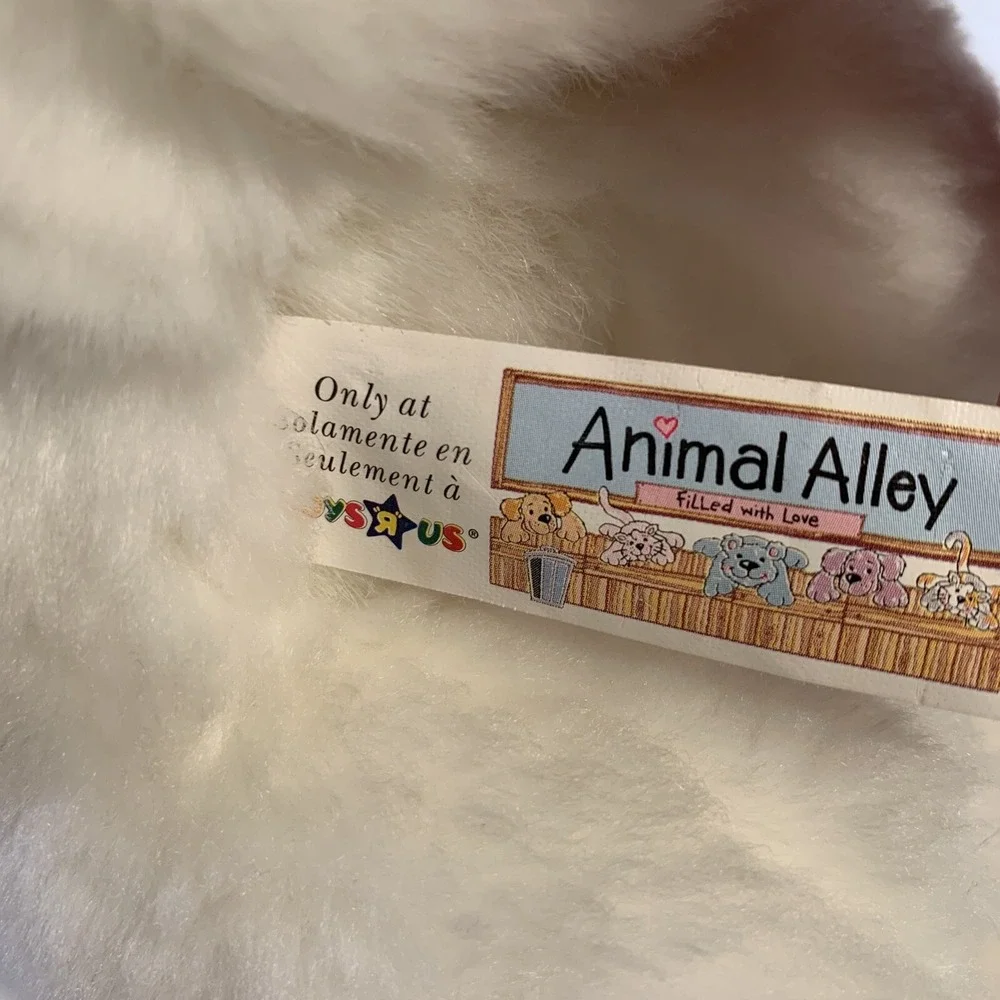 2000 Toys R Us Animal Alley White Kitty‎ CAT Plush Stuffed Kitten Blue Eyes EUC